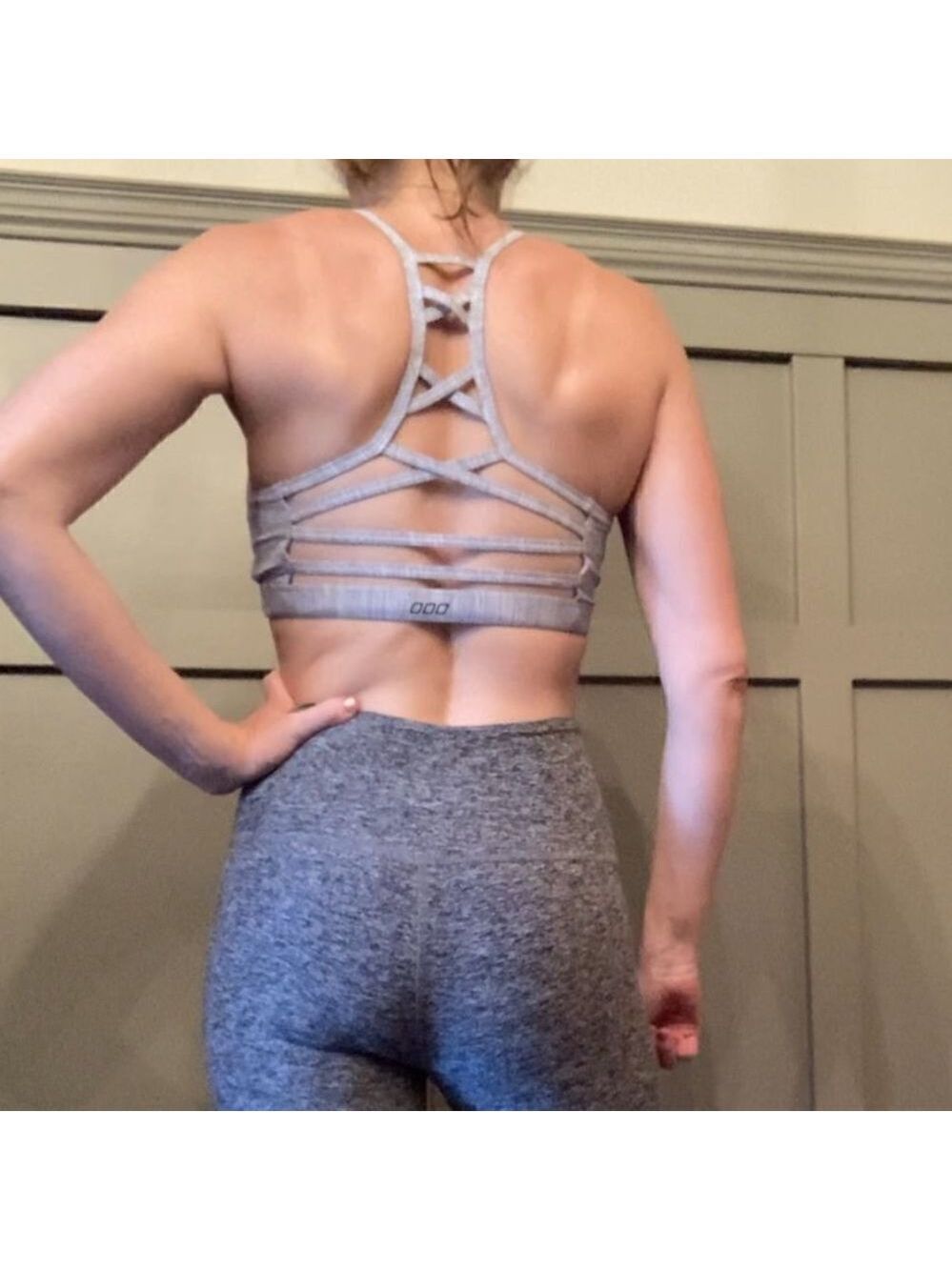 LORNA Jane Striped Strappy Open Back Sports Bra Size Small